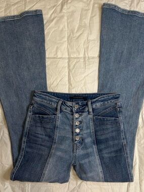 Flying Monkey Medium Blue High-Rise Button-Fly Flare Jeans